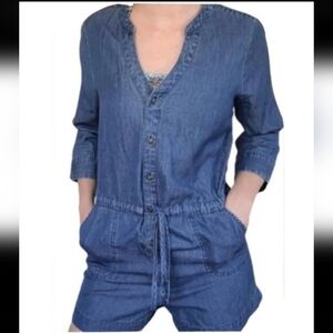 Express Blue Denim Button-Up Romper